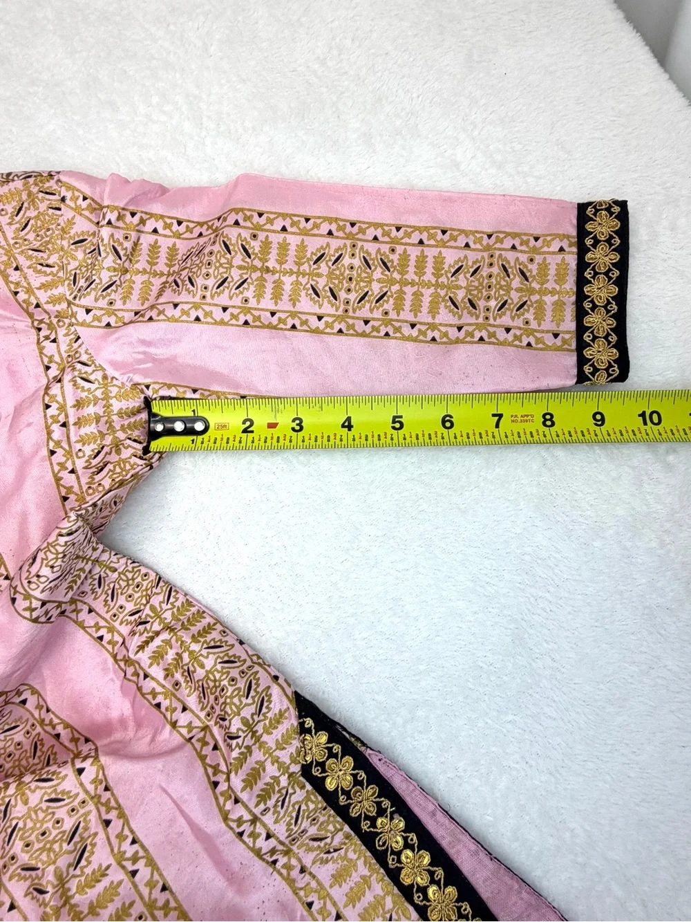 Vintage Pink Kurti Tunic Top Girl Gold Printed Indian Pakistani Kurta Size 8-10